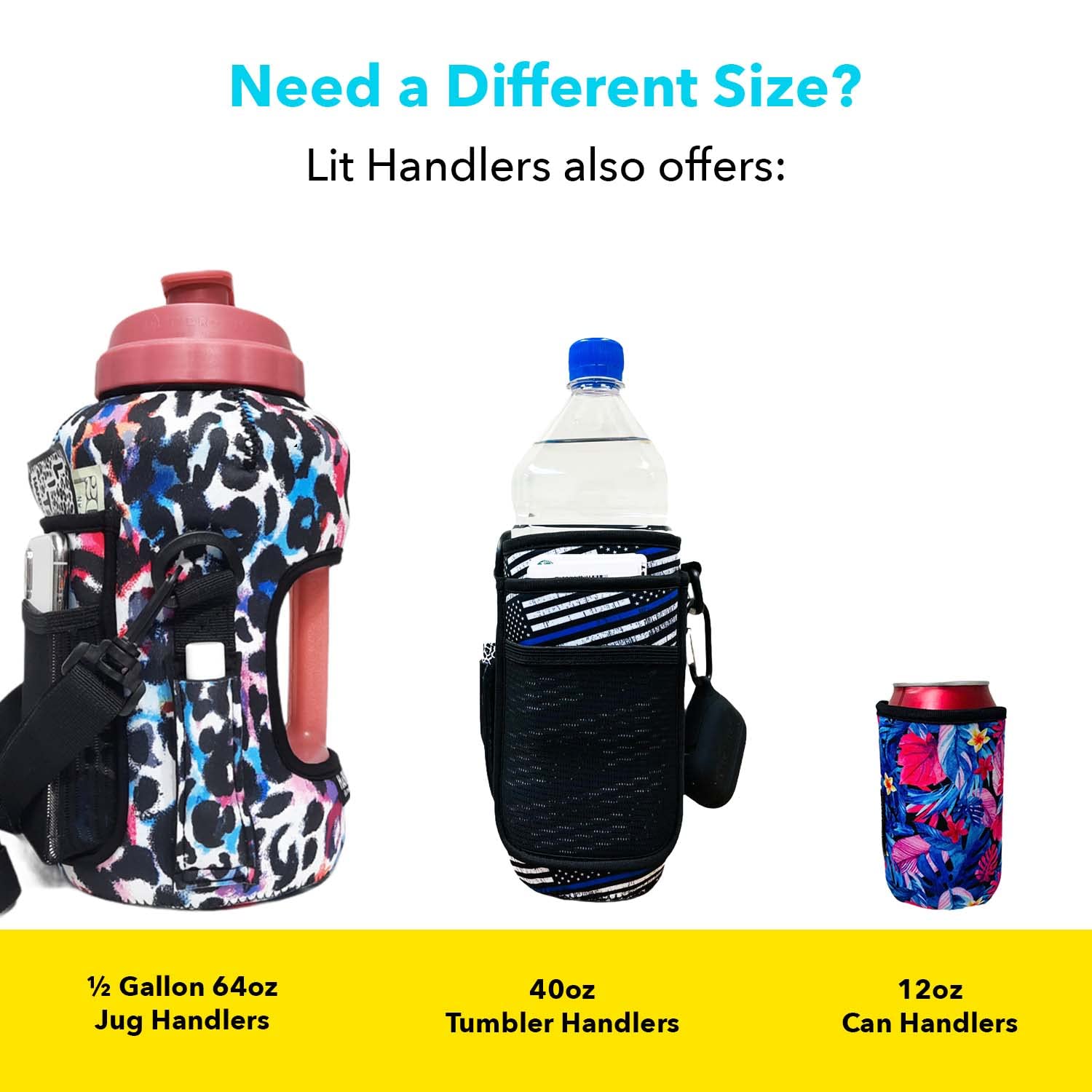 Lit Handlers Neoprene Water Bottle Sleeve - 16-24 oz Insulated Water Bottle Holder for Walking, Running, & Cycling - Soda Can Cooler & Beer Sleeve - Water Resistant Drink Covers, Love a Nurse