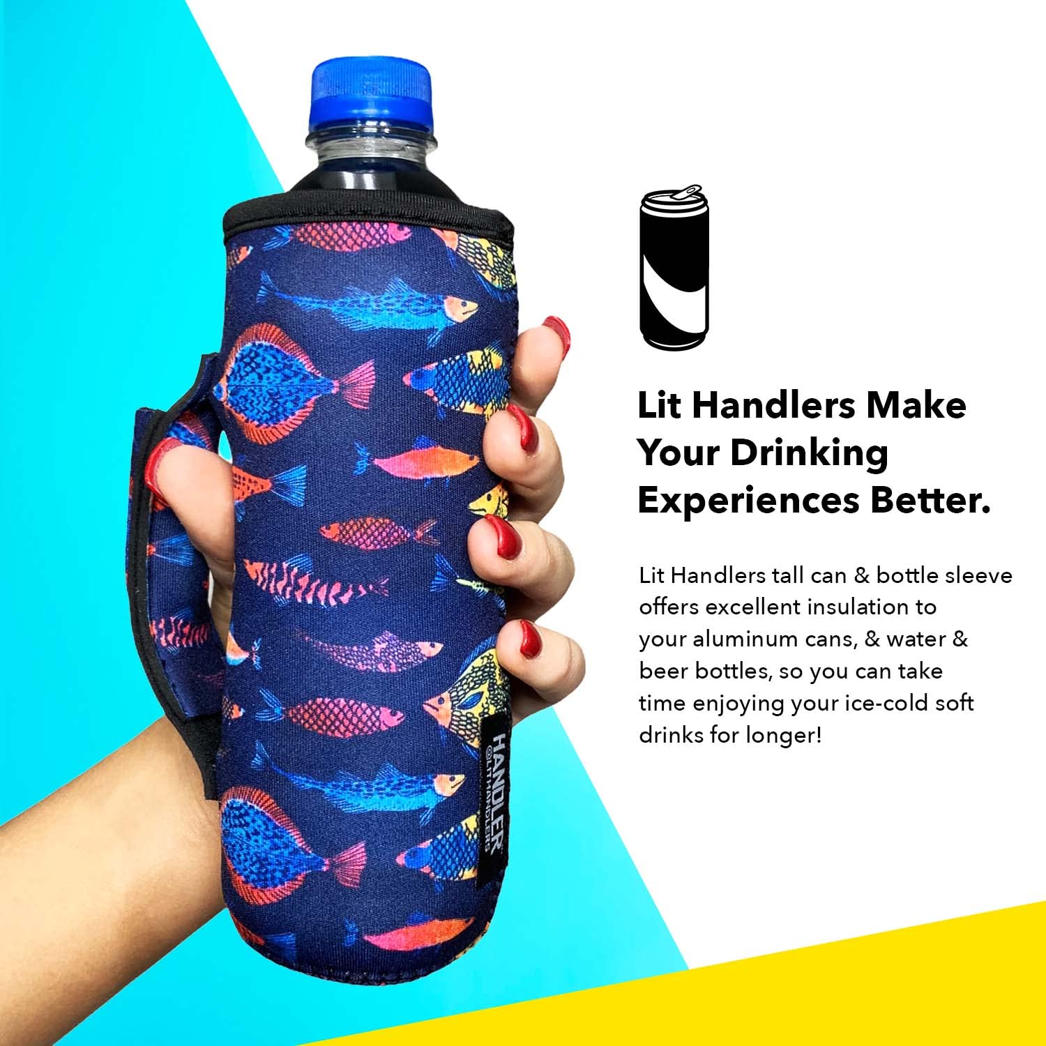 Lit Handlers Neoprene Water Bottle Sleeve - 16-24 oz Insulated Water Bottle Holder for Walking, Running, & Cycling - Soda Can Cooler & Beer Sleeve - Water Resistant Drink Covers, Love a Nurse