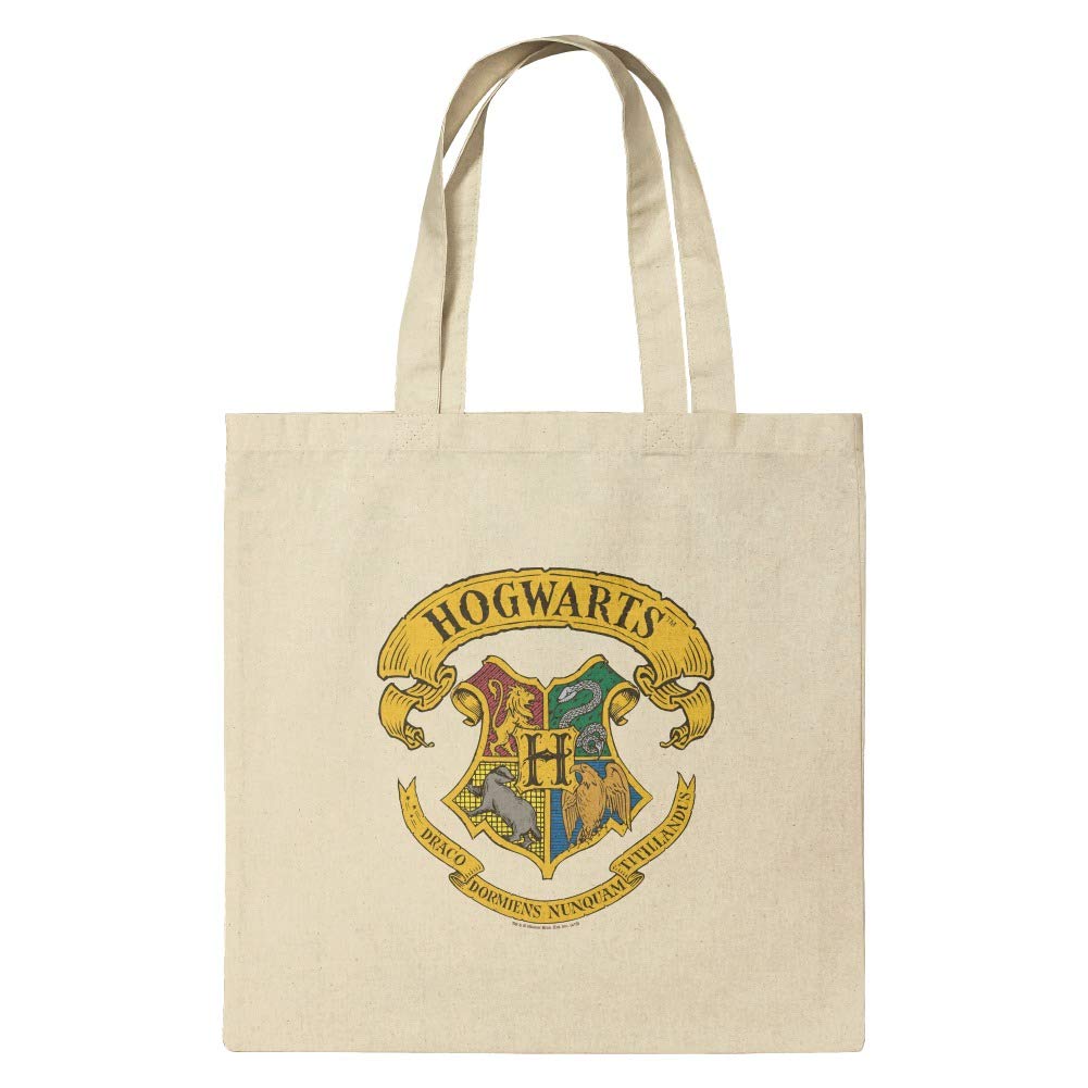 GRAPHICS & MORE Harry Potter Ilustrated Hogwart's Crest Grocery Travel Reusable Tote Bag