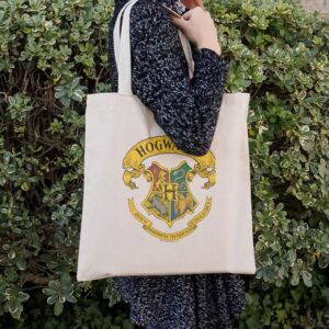 GRAPHICS & MORE Harry Potter Ilustrated Hogwart's Crest Grocery Travel Reusable Tote Bag