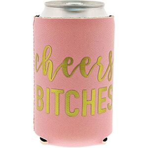 12 oz Cheers Bitches Neoprene Can Cooler Sleeves for Soda, Beer, Beverages (3 Pack)