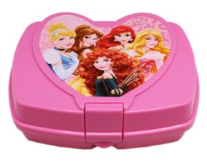 disney princess pink colored snap lock plastic sandwich box