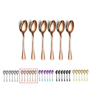 rose gold coffee spoons, kyraton 5.5" espresso spoons titanium plating copper tea spoons, stainless steel small mini spoons, tiny spoon set for parties, wedding pack of 6