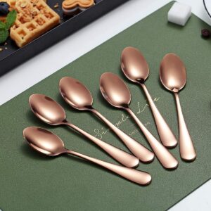 Rose Gold Coffee Spoons, Kyraton 5.5" Espresso Spoons Titanium Plating Copper Tea Spoons, Stainless Steel Small Mini Spoons, Tiny Spoon Set For Parties, Wedding Pack of 6