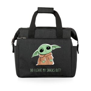 picnic time star wars mandalorian grogu on the go lunch bag, soft cooler lunch box, insulated lunch bag, (black)
