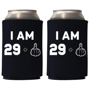 veracco i am 29 + 1 middle finger 30 years can coolie holder 30th birthday gift dirty thirty party favors decorations (black, 12)