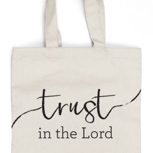 Christian Religious Bible Verse Canvas Reusable Tote Bag – TRUST IN THE LORD - Perfect for Beach, Grocery, Shopping, Travel Handbag and Book Bag for Women Men Kids. Ideal Christian Gift!