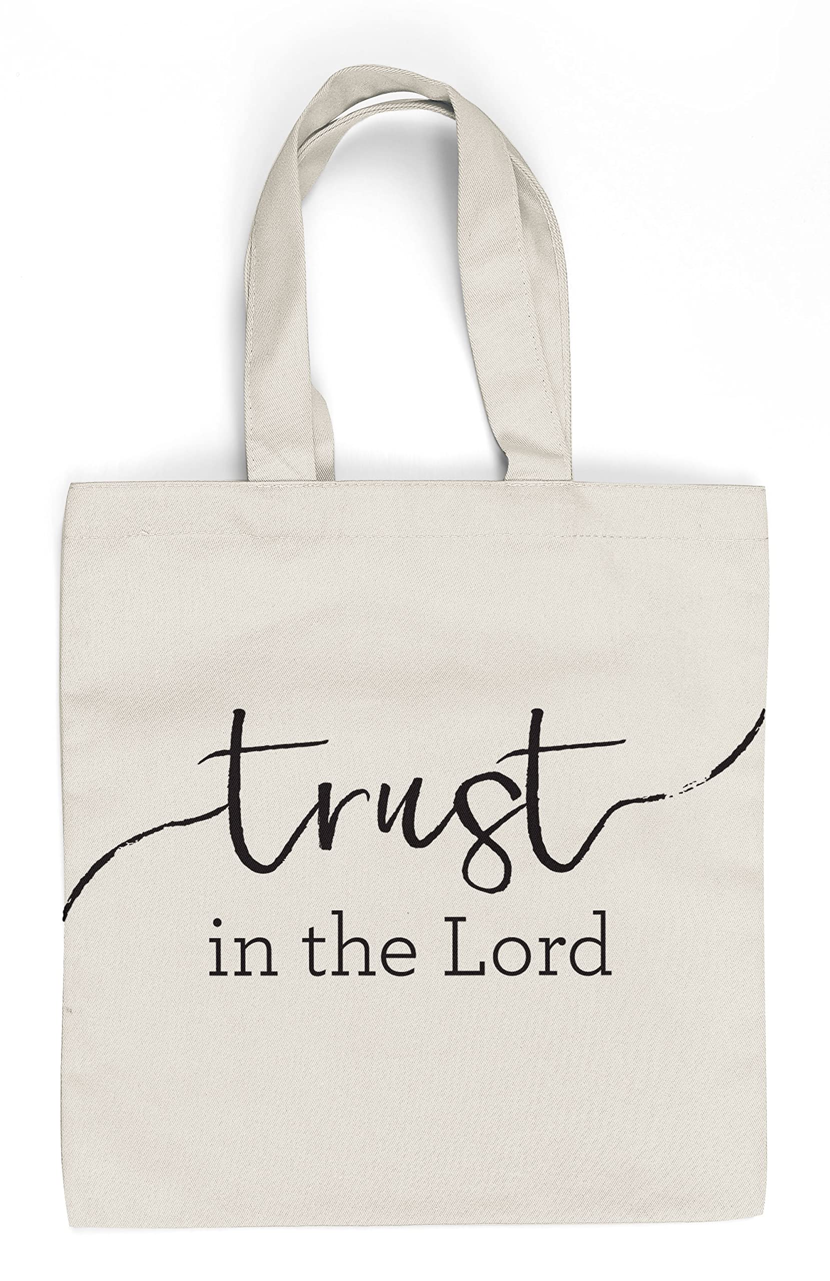 Christian Religious Bible Verse Canvas Reusable Tote Bag – TRUST IN THE LORD - Perfect for Beach, Grocery, Shopping, Travel Handbag and Book Bag for Women Men Kids. Ideal Christian Gift!