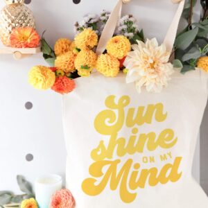 The Cotton & Canvas Co. Sun Shine on My Mind Summer Beach Bag, Swim Bag, Shopping and Travel Reusable Shoulder Tote and Handbag