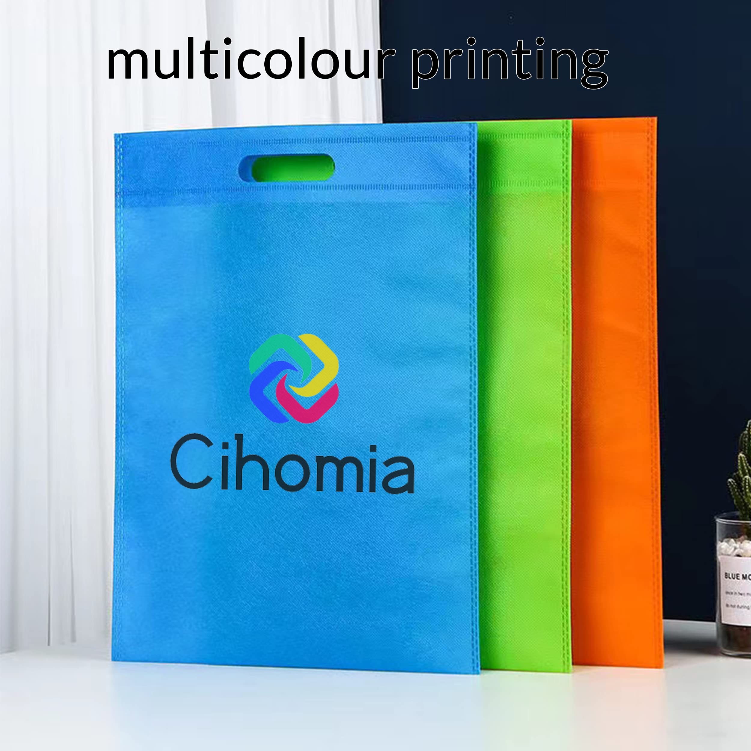 Cihomia Custom Reusable Merchandise Tote Bag Personalized Text Logo - Recyclable cloth bag Grocery 50-100PCS (9.8x11.8 inch)