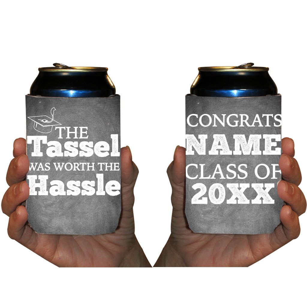 VictoryStore Custom Graduation Can Cooler - The Tassel Worth The Hassle - 12 oz