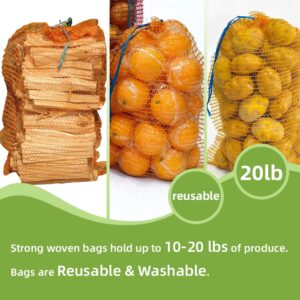 deebree Reusable Potato Storage Mesh Bags, 18"×22” Breathable Mesh Firewood Bags Raschel Mesh Bag for Vegetables Washable Net Bags with Drawstring for Potato Onion Storage 10 Pack