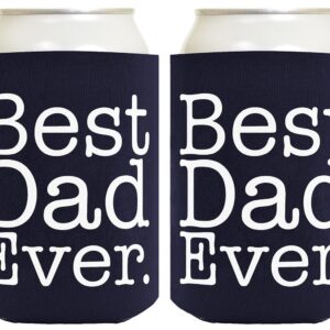 Funny Beer Coolie Best Dad Ever 2 Pack Can Coolies Navy