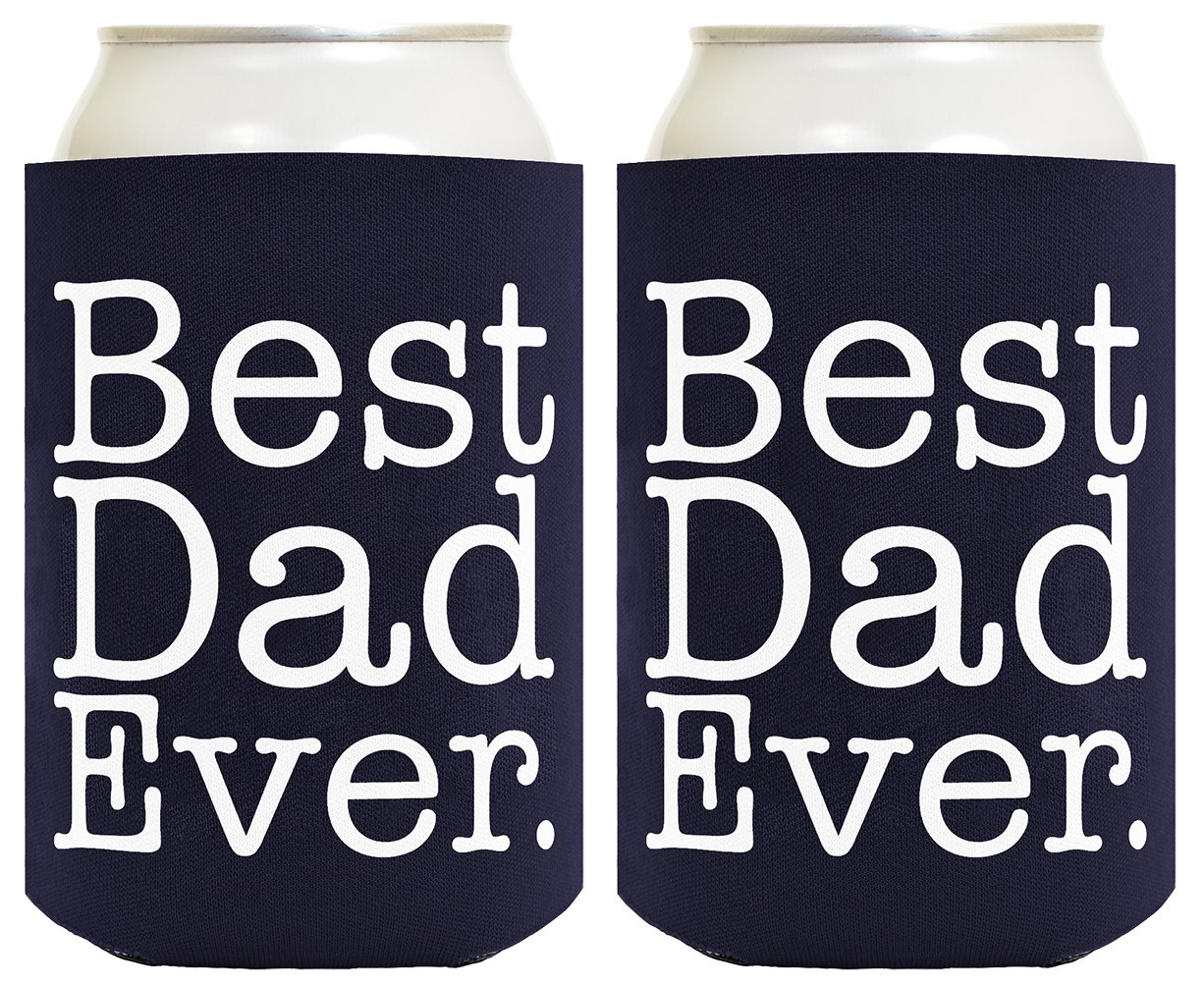 Funny Beer Coolie Best Dad Ever 2 Pack Can Coolies Navy