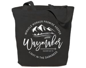 gxvuis waymaker canvas tote bag for women religion bible verse reusable grocery shoulder shopping bags christian gifts black