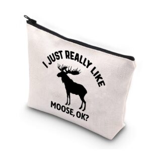 bdpwss moose makeup bag moose lover gift i just really like moose ok funny moose themed gift (really like moose)