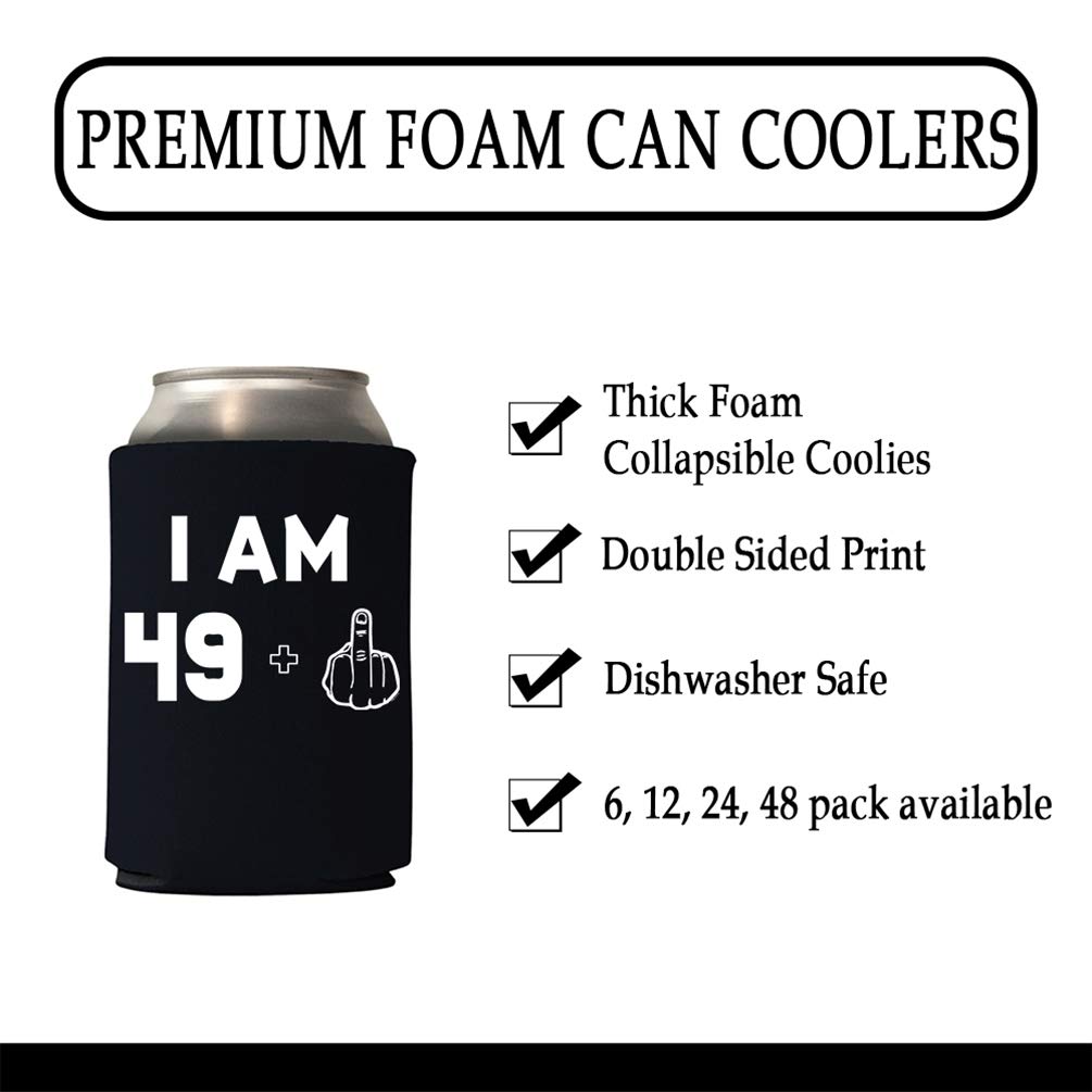 Veracco I AM 49+1 Middle Finger Years Can Coolie Holder 50th Birthday Gift Fifty and Fabulous Party Favors Decorations (Black, 6)