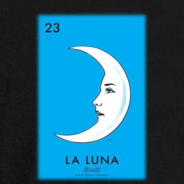 Pop Threads La Luna Moon Loteria Card Mexican Bingo Latina Graphic Tote Bag for Adults Black 15x15 inches