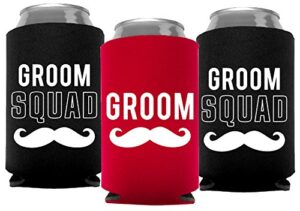 your dream party shop groom and grooms squad bachelor party can coolers, set of 12 beer can coolies, perfect bachelor party decorations and as grooms men gifts (red)