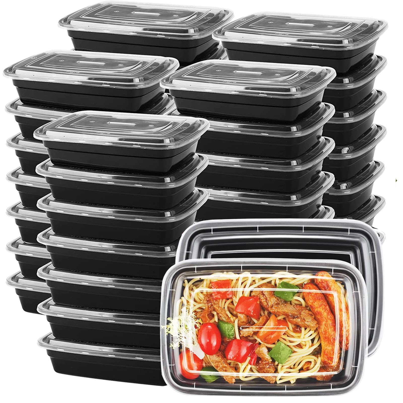 MORDEN MS Meal Prep Container 50 PACK 33oz Reusable Food Storage Containers With Lids - Microwave, Freezers & Dishwashers Safe - Stackable Storage Bento Lunch Boxes To-go Container