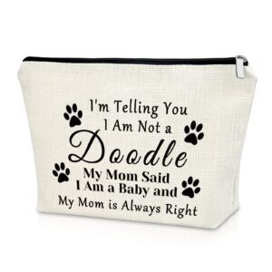 Sazuwu Doodle Mom Gift Doodle Dog Lover Gift Makeup Bag Mother's Day Gift for Doodle Mom Birthday Gifts for Friend Female Cosmetic Bag Doodle Dog Owner Gifts Christmas Gifts Cosmetic Travel Pouch