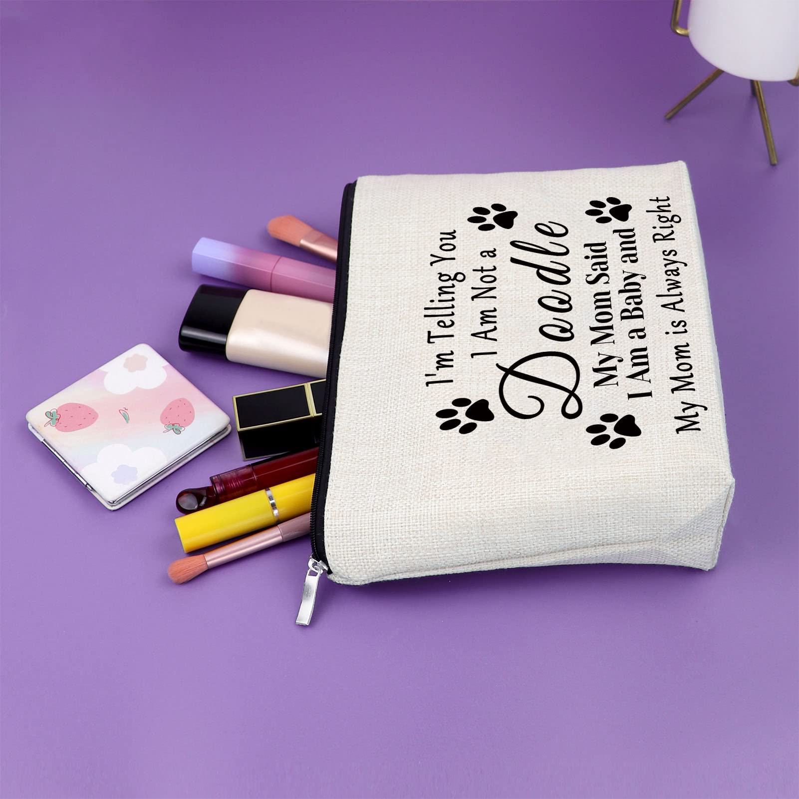 Sazuwu Doodle Mom Gift Doodle Dog Lover Gift Makeup Bag Mother's Day Gift for Doodle Mom Birthday Gifts for Friend Female Cosmetic Bag Doodle Dog Owner Gifts Christmas Gifts Cosmetic Travel Pouch