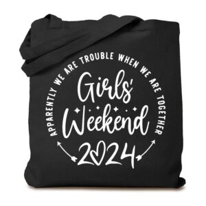 girls weekend 2024 canvas tote bag funny girls trip reusable shopping bag shoulder bag for women funny gift