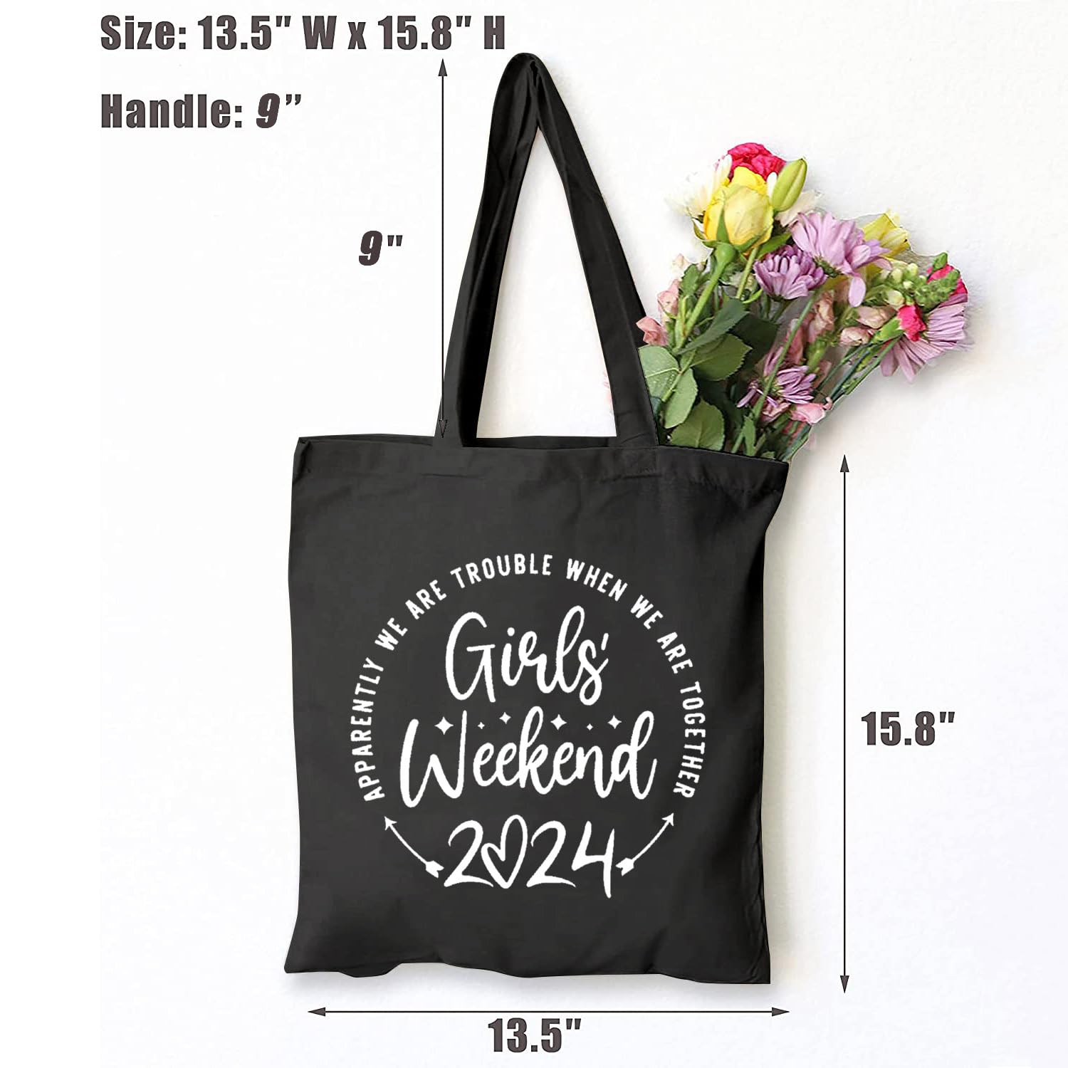 Girls Weekend 2024 Canvas Tote Bag Funny Girls Trip Reusable Shopping Bag Shoulder Bag for Women Funny Gift