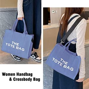 Gourafno The Tote Bag for Women, Canvas Crossbody Tote Bags with Zip Casual Canvas Shoulder Bags for Work School and Trave