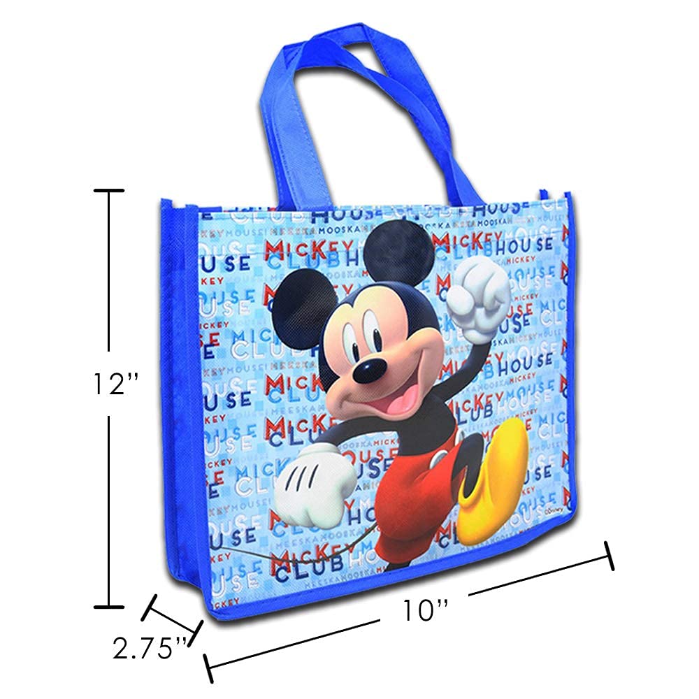 Disney Mickey Mouse Tote Bags Value Pack - Bundle with 3 Reusable Tote Party Bags Featuring Mickey and Minnie Mouse with Bonus Stickers