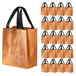 nicunom 60 pack reusable gift bags, grocery bags tote bags bulk gold glossy party favor bags gift bags for present birthday bridal shower wedding easter mother's day, 8" x 10"