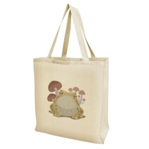 graphics & more toad sitting in front of mushrooms grocery travel reusable tote bag