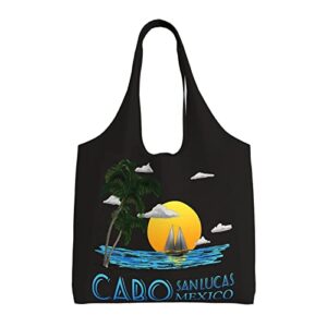 cabo san lucas mexico canvas shoulder tote bags reusable handbags shopping bag for daily women or men
