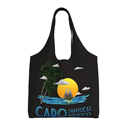 Cabo San Lucas Mexico Canvas Shoulder Tote Bags Reusable Handbags Shopping Bag For Daily Women Or Men