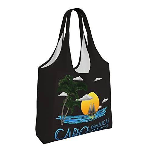 Cabo San Lucas Mexico Canvas Shoulder Tote Bags Reusable Handbags Shopping Bag For Daily Women Or Men