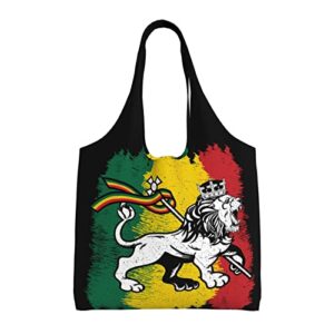 rasta lion of judah canvas shoulder tote bags reusable handbags shopping bag for daily women or men