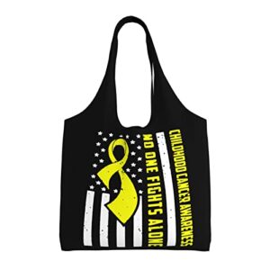 childhood cancer awareness canvas shoulder tote bags reusable handbags shopping bag for daily women or men