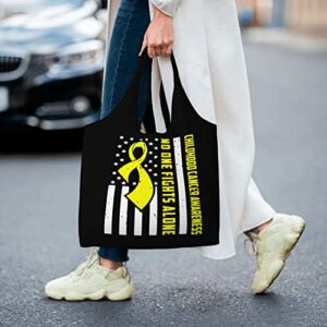 Childhood Cancer Awareness Canvas Shoulder Tote Bags Reusable Handbags Shopping Bag For Daily Women Or Men