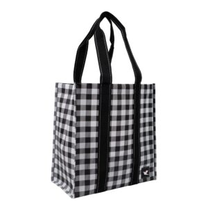 stola market tote – water resistant, wipe clean collapsible tote bag – food grade grocery bag – ideal for picnics, outdoor concerts, leisure or work,gingham check