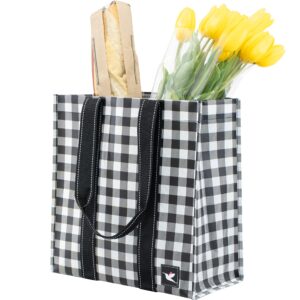 Stola Market Tote – Water Resistant, Wipe Clean Collapsible Tote Bag – Food Grade Grocery Bag – Ideal for Picnics, Outdoor Concerts, Leisure or Work,Gingham Check