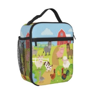 KiuLoam Insulated Lunch Box Farm Animals Cow Pig Sheep Reusable Lunch Bag With Shoulder Strap For Women/Men/Girls/Boys Lunchbox Meal Tote Bag