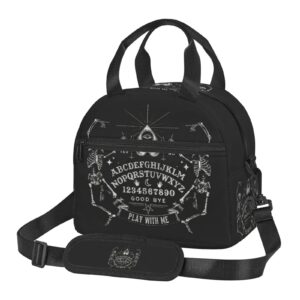 bagea-ka vintage skeleton magic ouija black pattern lunch bag for women men insulated reusable lunch box cooler tote bag with removable shoulder strap for office work school picnic beach