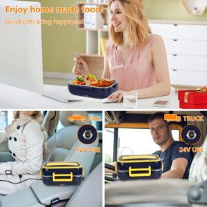 VECH Electric Food Heater Lunch Box Leakproof Portable Heated Lunch Box 110V/12V/24V for Office and Car/Truck, Food Warmer with Removable Stainless Steel Container and Carry Bag (Purple)