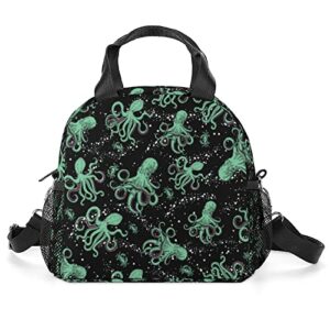 Yrindyiz Octopus Lunch Box, Insulated Lunch Bag Portable Lunch Box Tote with Adjustable Shoulder Strap for Girls Women Boys Men (Octopus)