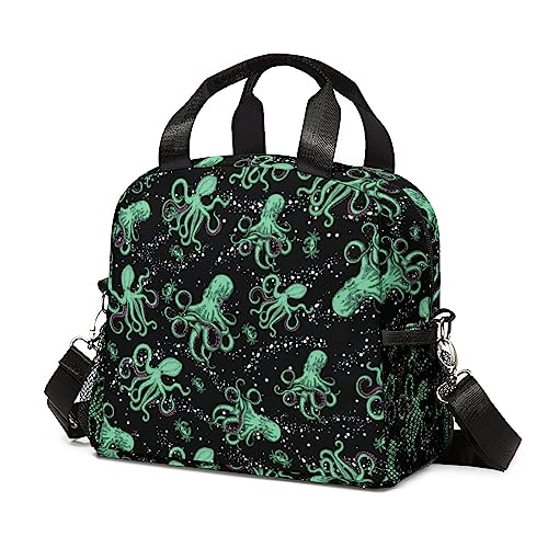 Yrindyiz Octopus Lunch Box, Insulated Lunch Bag Portable Lunch Box Tote with Adjustable Shoulder Strap for Girls Women Boys Men (Octopus)