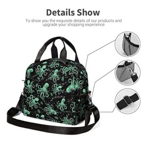 Yrindyiz Octopus Lunch Box, Insulated Lunch Bag Portable Lunch Box Tote with Adjustable Shoulder Strap for Girls Women Boys Men (Octopus)