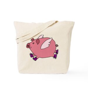 cafepress flying pig with sneakers tote bag canvas tote shopping bag