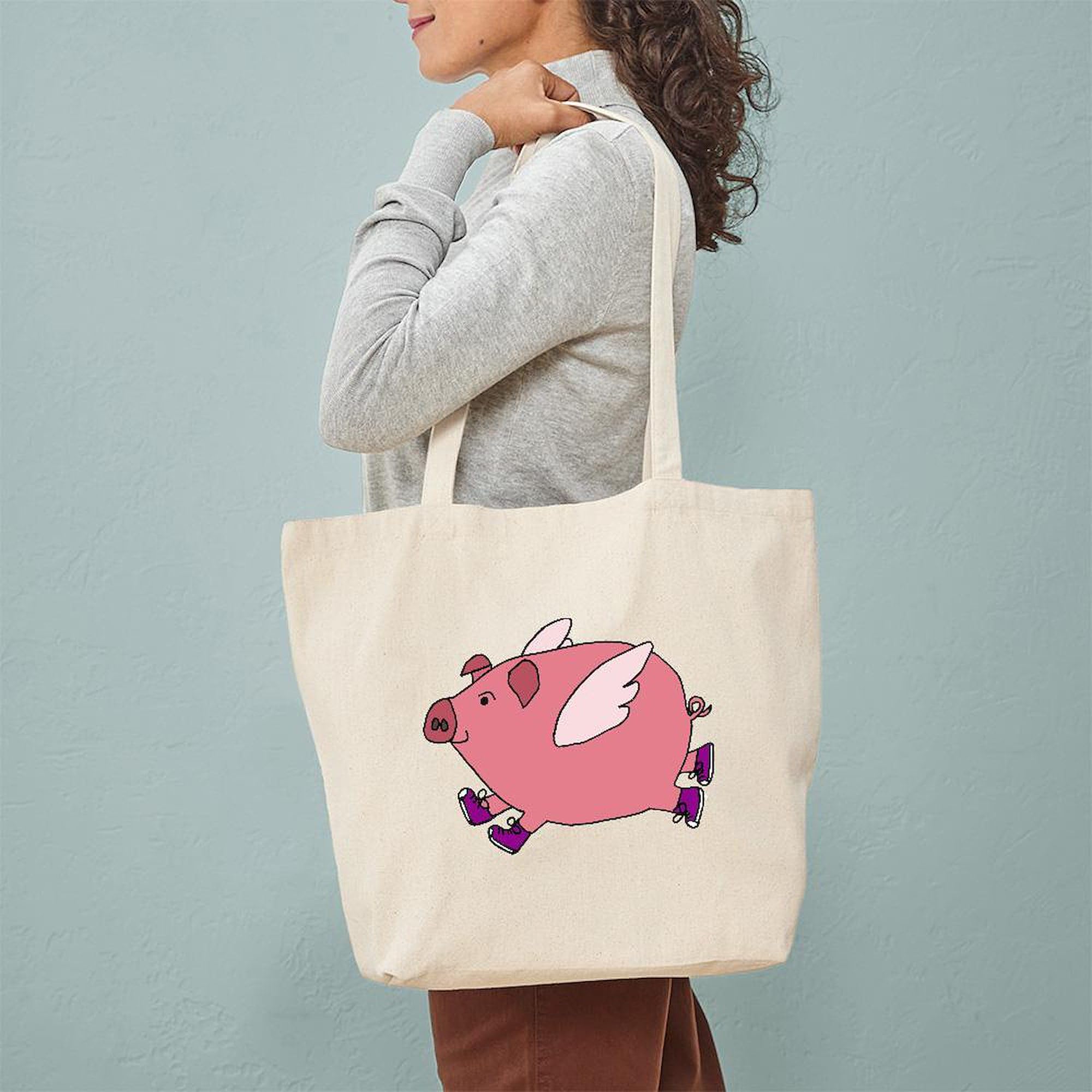 CafePress Flying Pig With Sneakers Tote Bag Canvas Tote Shopping Bag