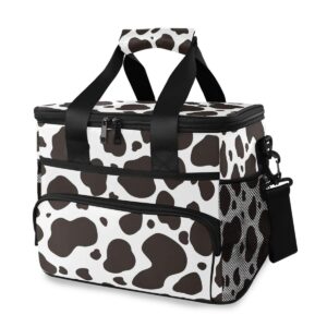 alaza abstract cow skin large cooler insulated picnic bag lunch box for adult men women