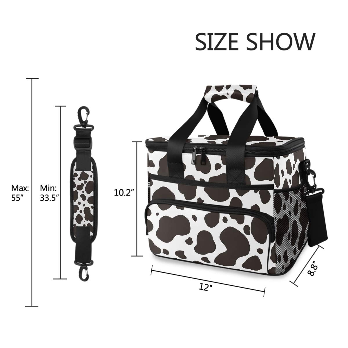 ALAZA Abstract Cow Skin Large Cooler Insulated Picnic Bag Lunch Box for Adult Men Women